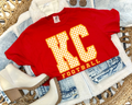YELLOW CHECKERED KC FOOTBALL - RED TEE