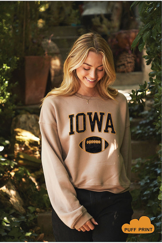 Iowa Puff Sand Crewneck Sweatshirt