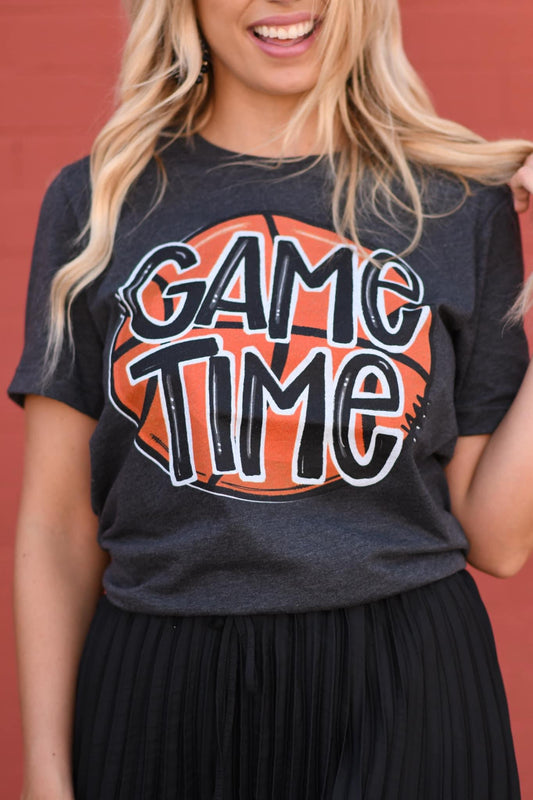 BASKETBALL GAME TIME - DARK HEATHER TEE