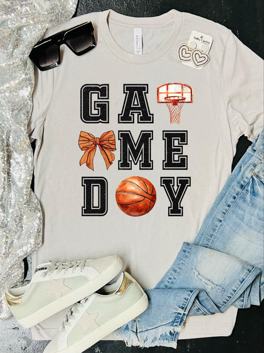 BASKETBALL GAME DAY COLLAGE - SAND TEE