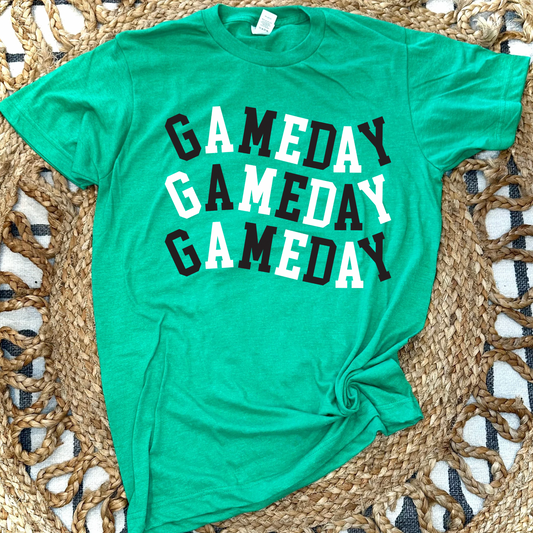 WAVY GAME DAY - HEATHER GREEN TEE