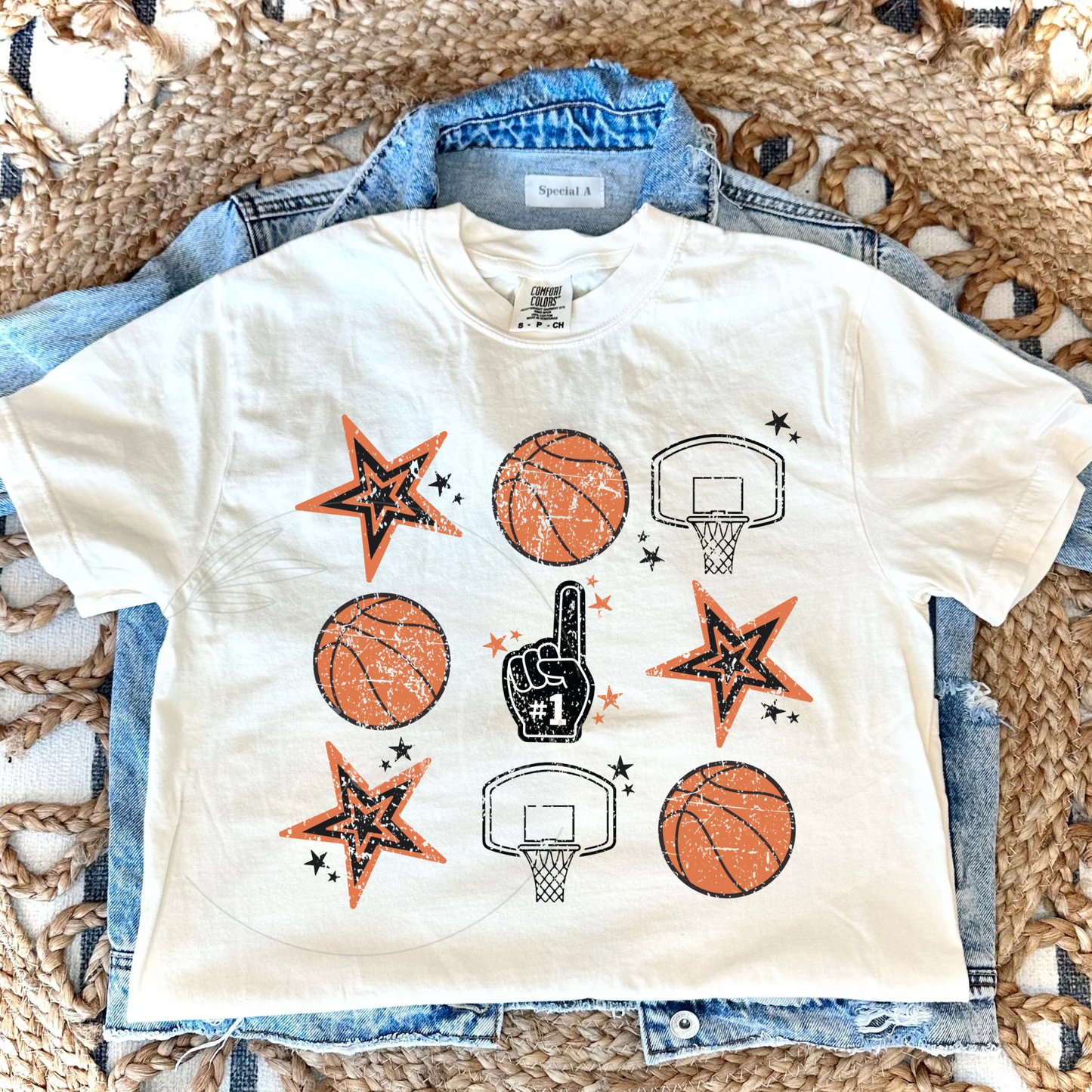 BASKETBALL COLLAGE - IVORY TEE