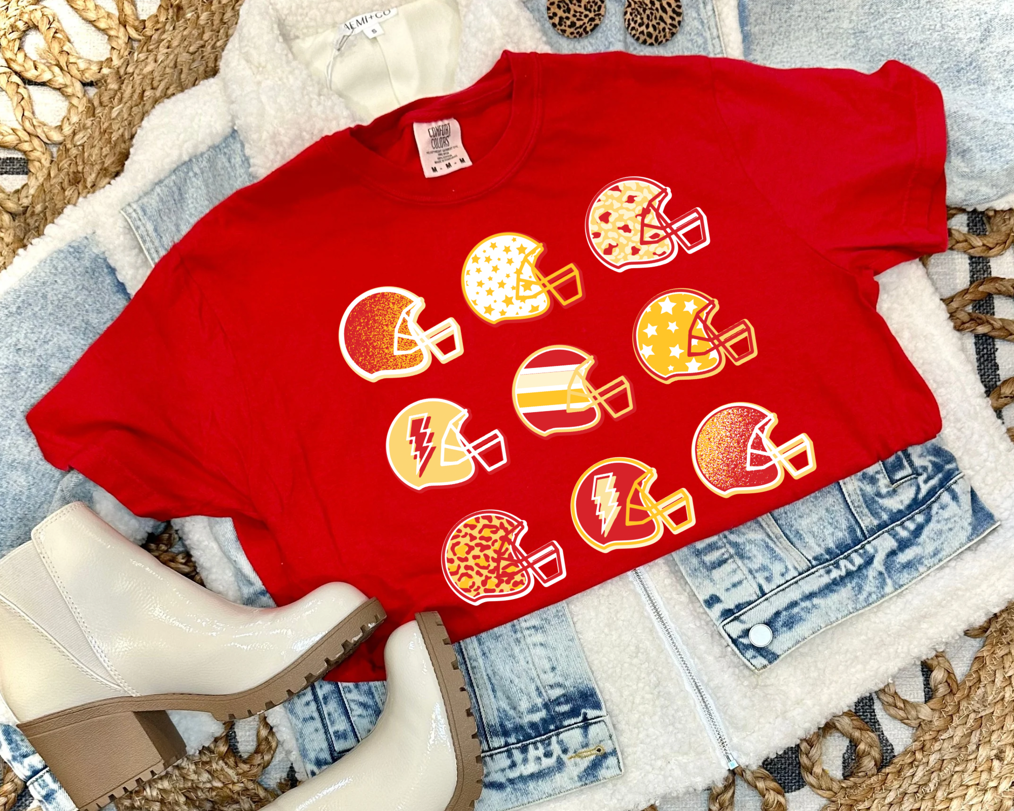 KANSAS CITY THEMED HELMET TEE - RED TEE