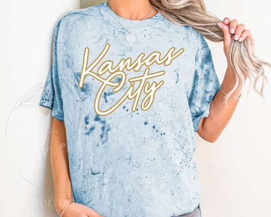 GOLD KANSAS CITY SCRIPT - BLUE COLOR BLAST