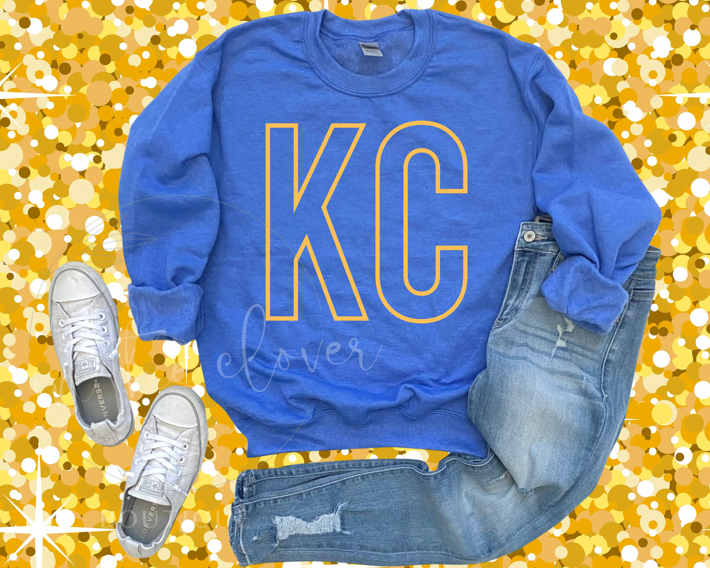 BASIC PALE KC  - HEATHER BLUE CREWNECK