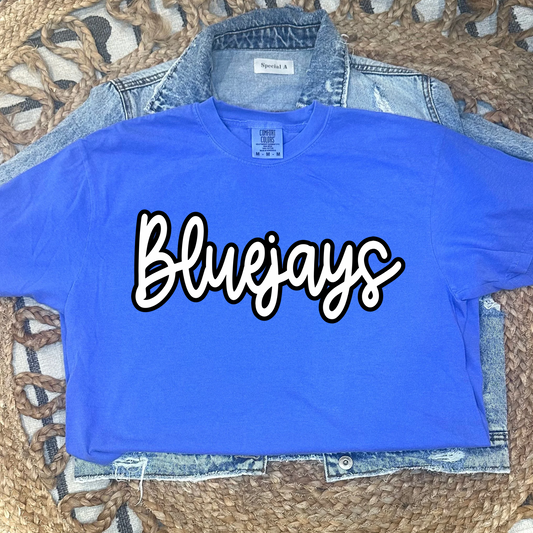 BLUEJAYS SCRIPT - FLO BLUE TEE