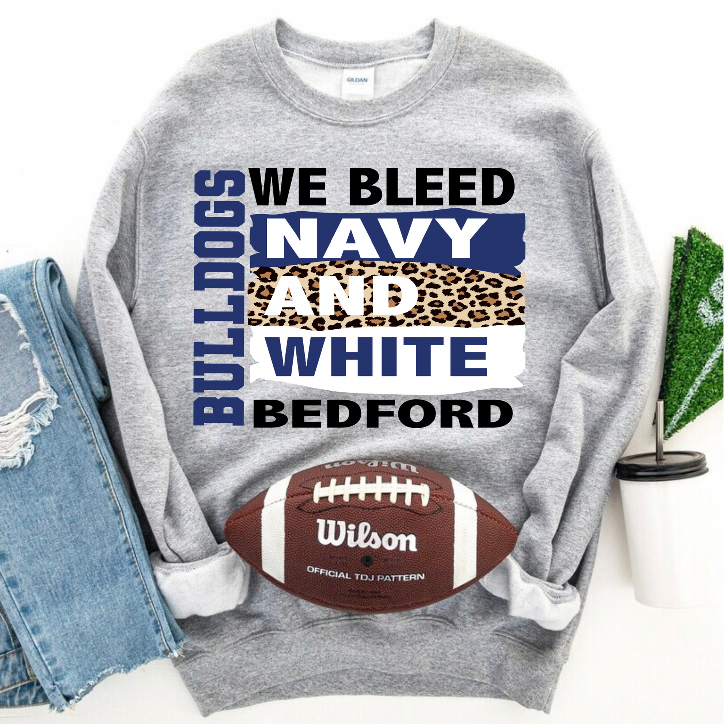 Bedford We Bleed Navy and White