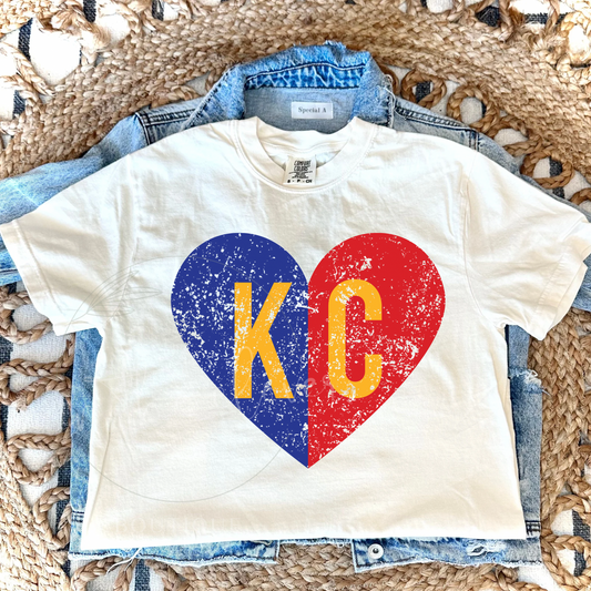 SPLIT HEART KC - IVORY TEE