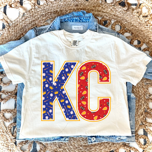 KC BASEBALL & FOOTBALL - IVORY TEE