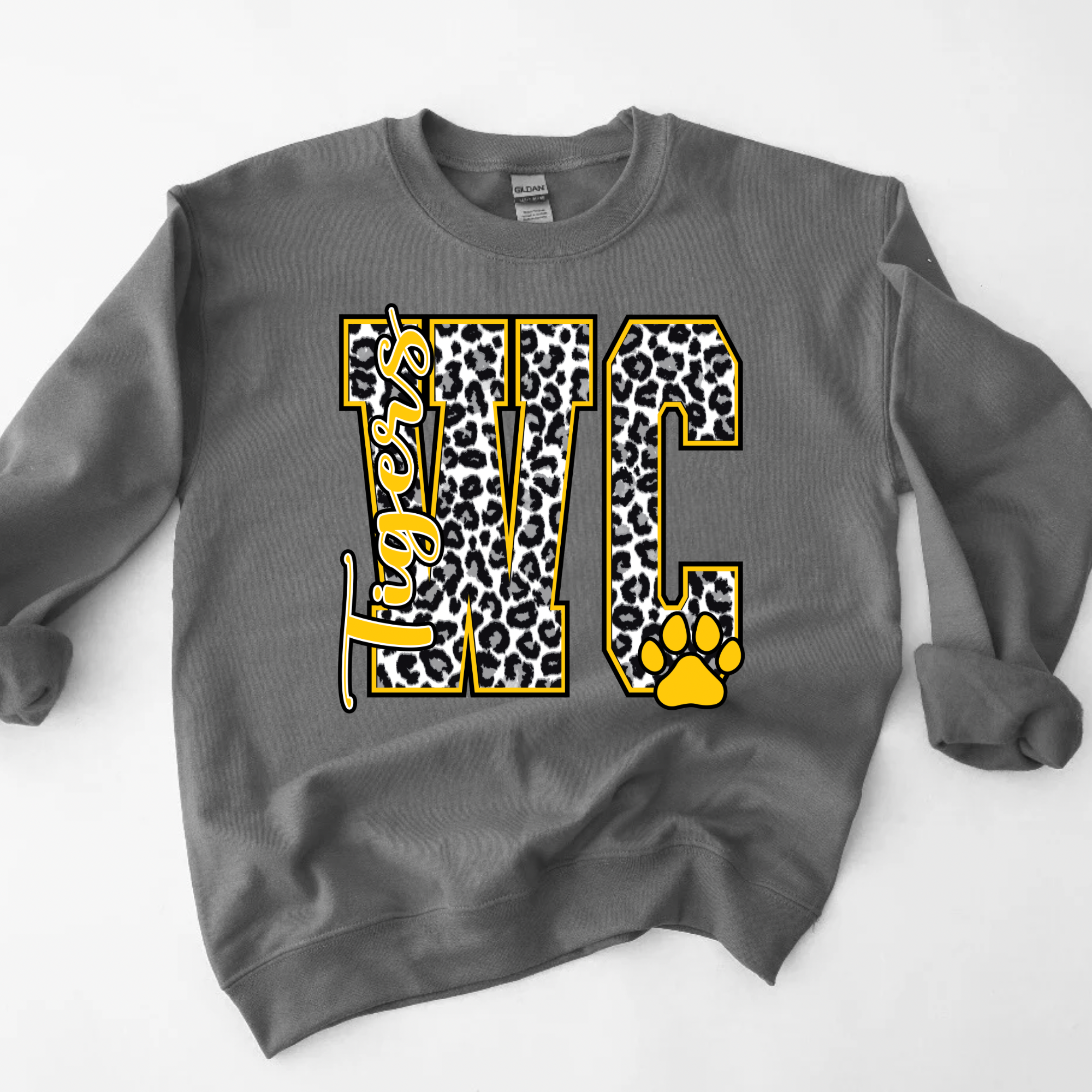 Tigers Leopard Block Letter with Mascot