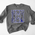 NEN BLUEJAYS BLOCK LEOPARD MASCOT - CHARCOAL CREWNECK