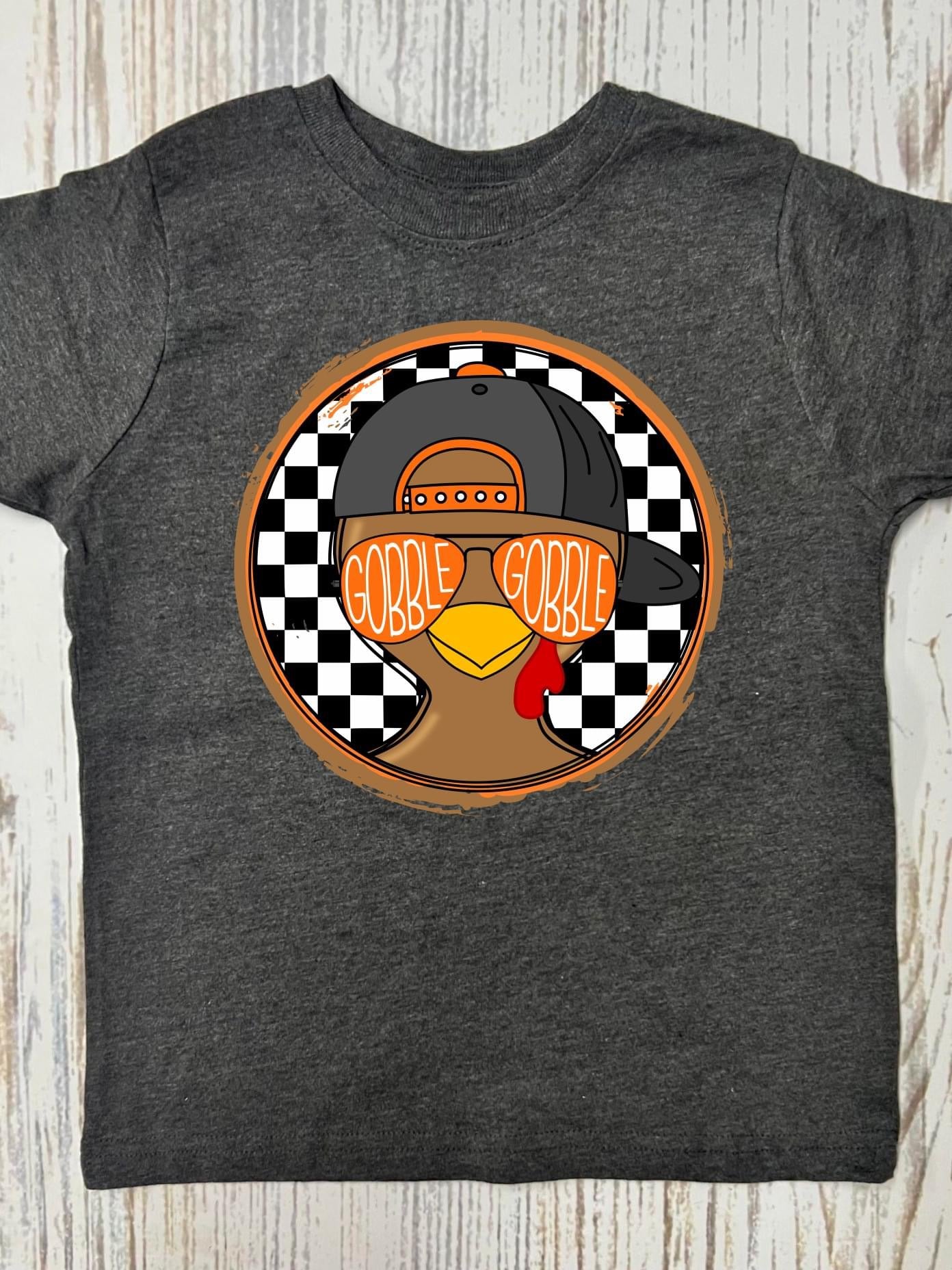 CHECKERED TURKEY BOY - DARK HEATHER GREY