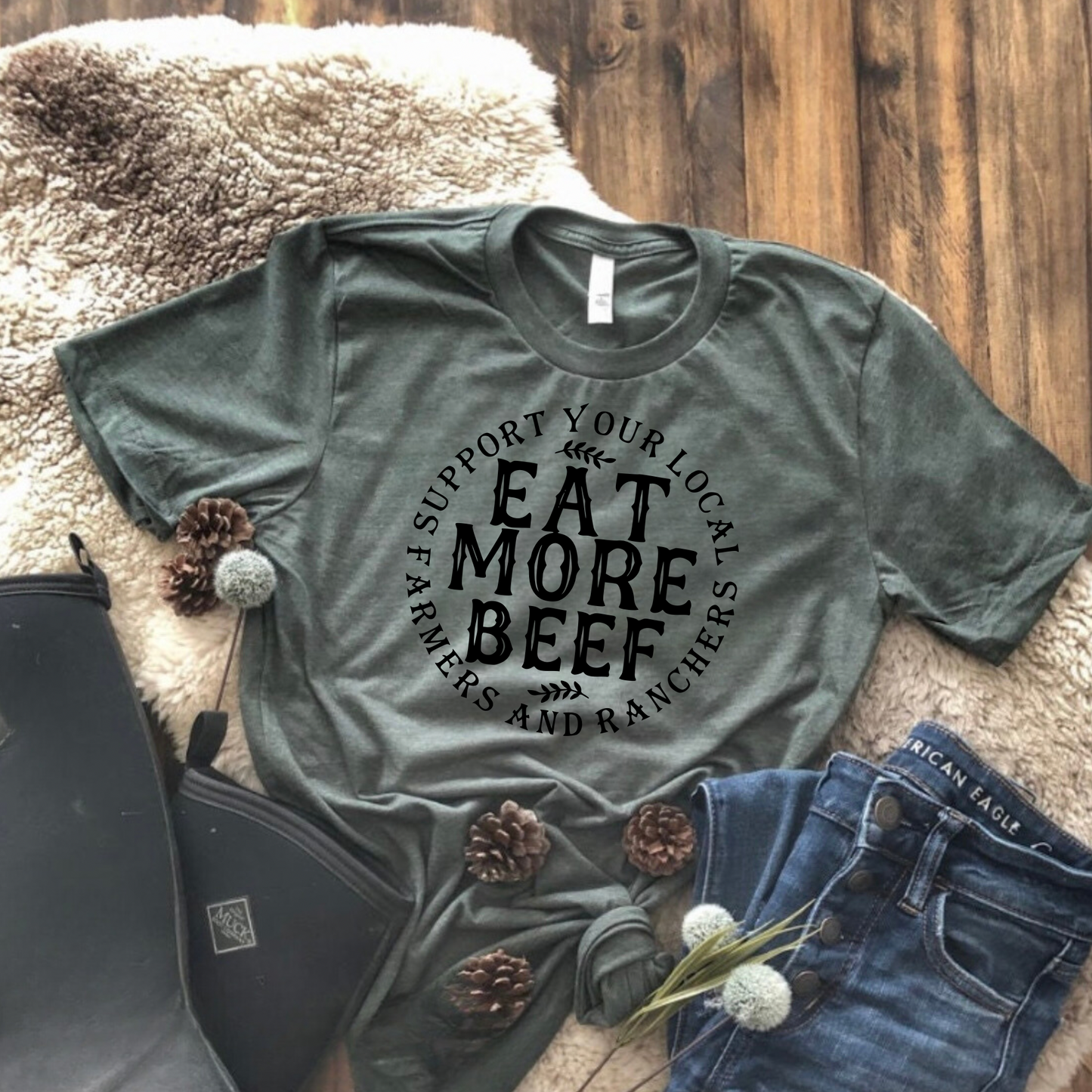 Eat More Beef - Heather Forest Green Tee