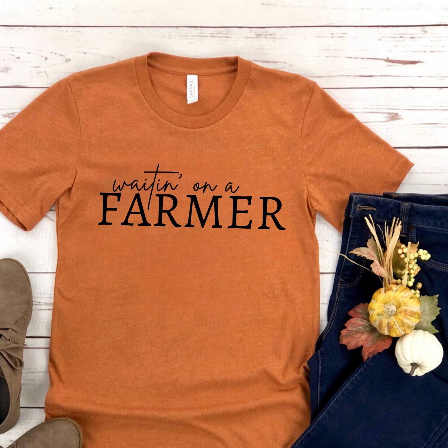 Waitin' on a Farmer - Burnt Autumn Tee