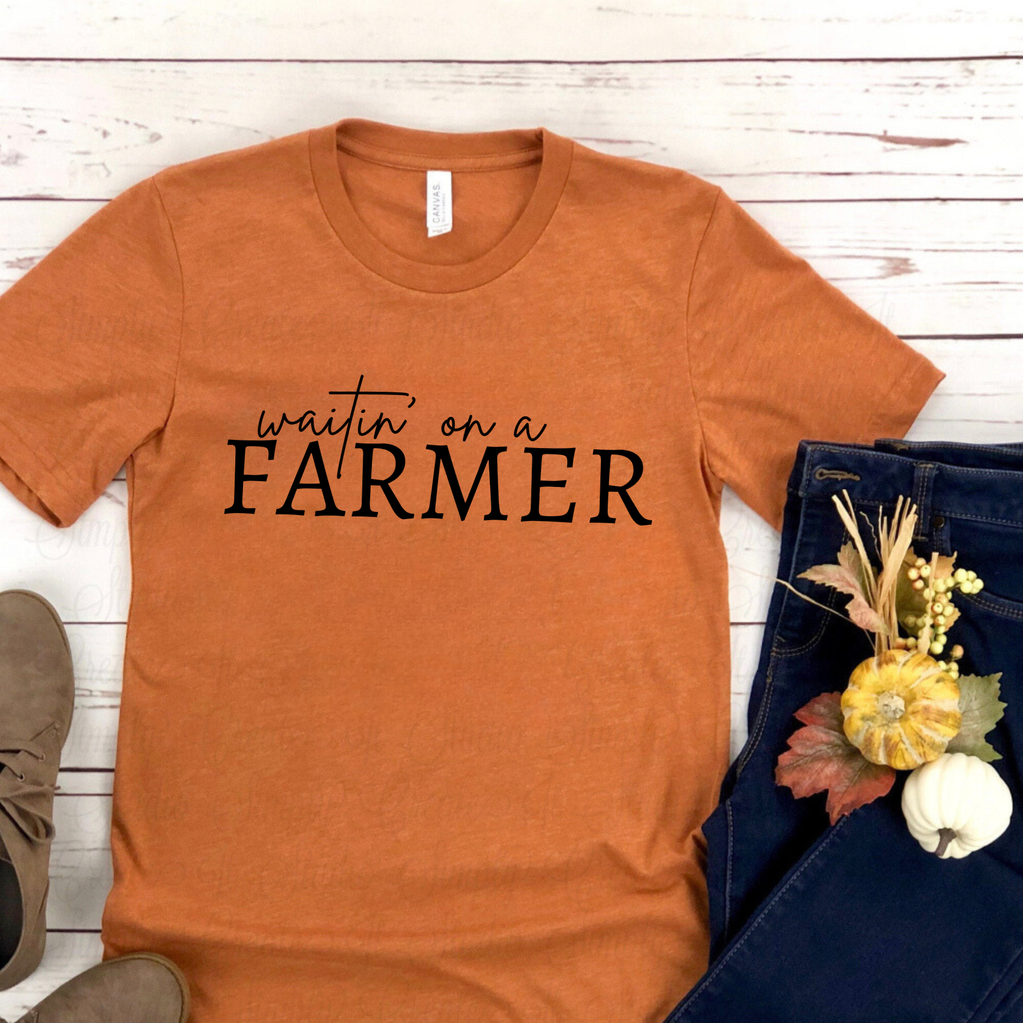 Waitin' on a Farmer - Burnt Autumn Tee