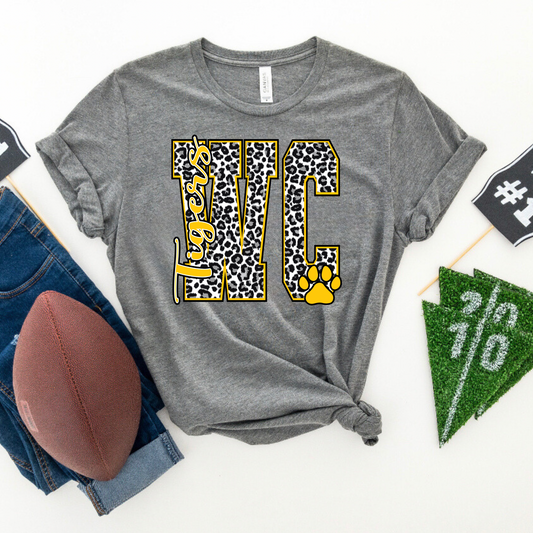 Worth County Leopard Block Letter with Mascot Tee