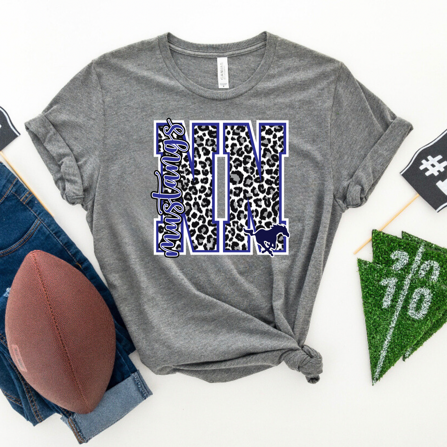 North Nodaway Leopard Block Letters with Mascot Tee