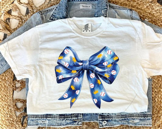 ROYALS BASEBALL COQUETTE BOW - WHITE TEE