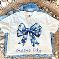 KANSAS CITY BASEBALL COQUETTE BOW - WHITE TEE