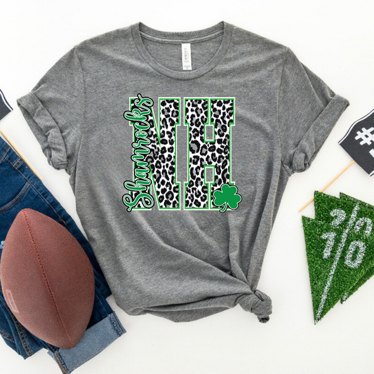 North Harrison Leopard Block Letter with Mascot Tee