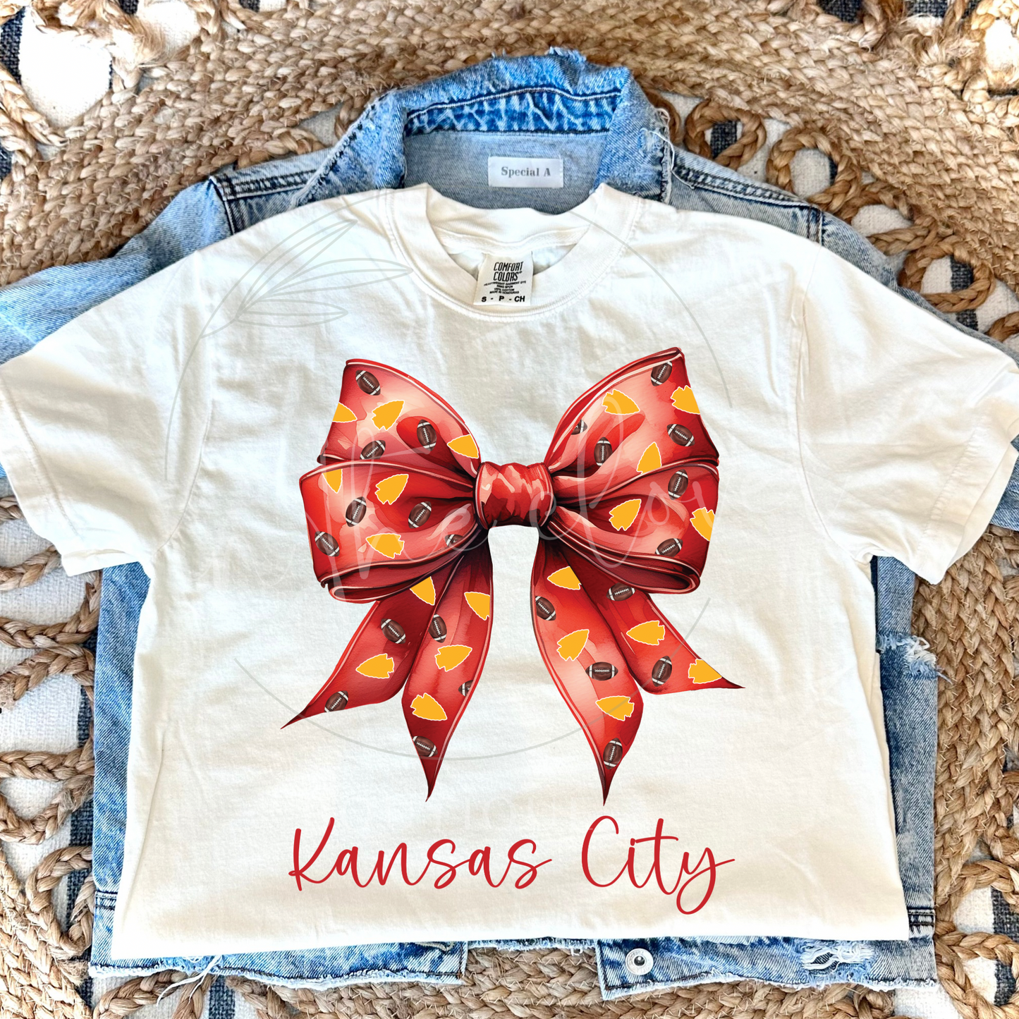 KANSAS CITY FOOTBALL COQUETTE BOW - IVORY TEE