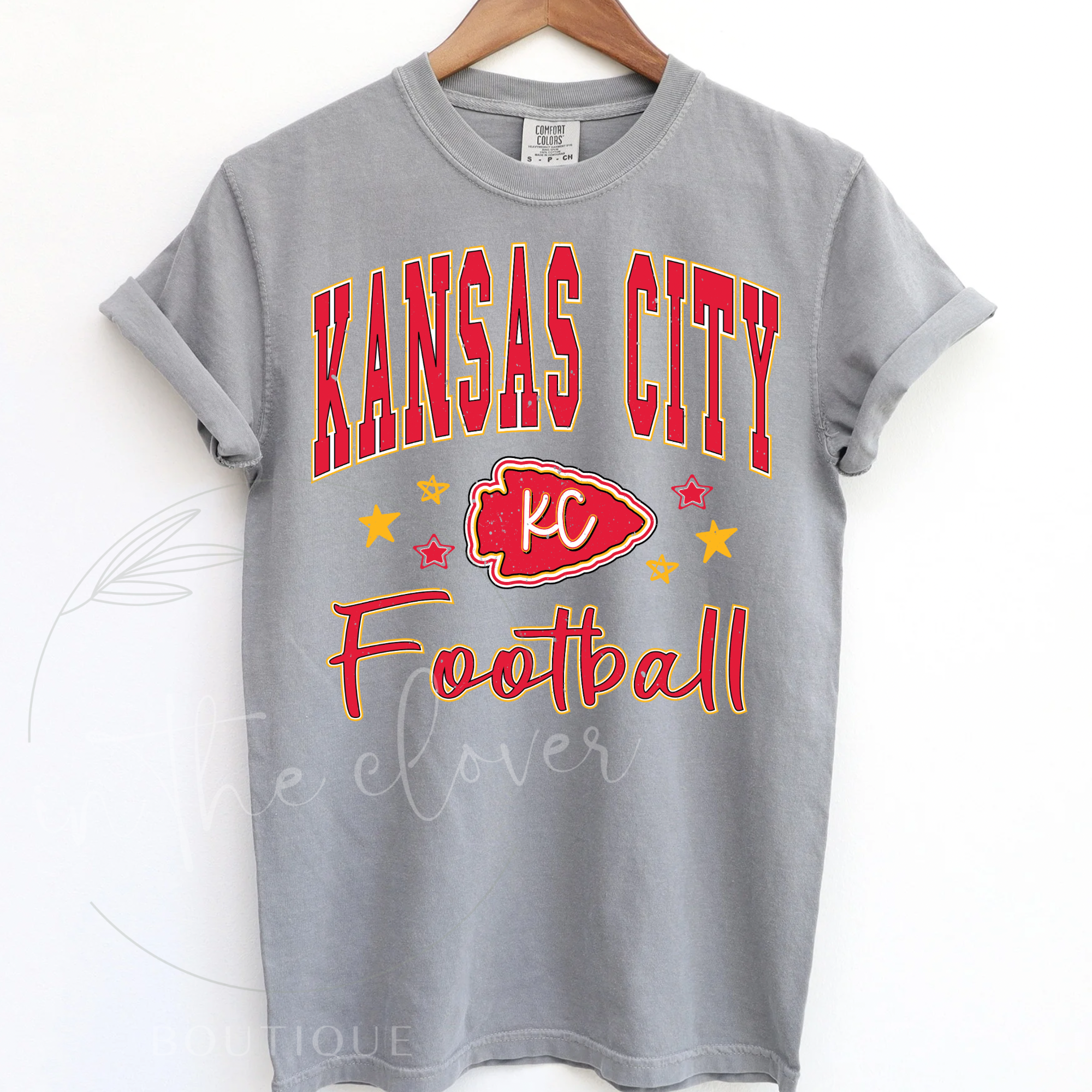 KANSAS CITY FOOTBALL DOODLE STARS - GREY TEE