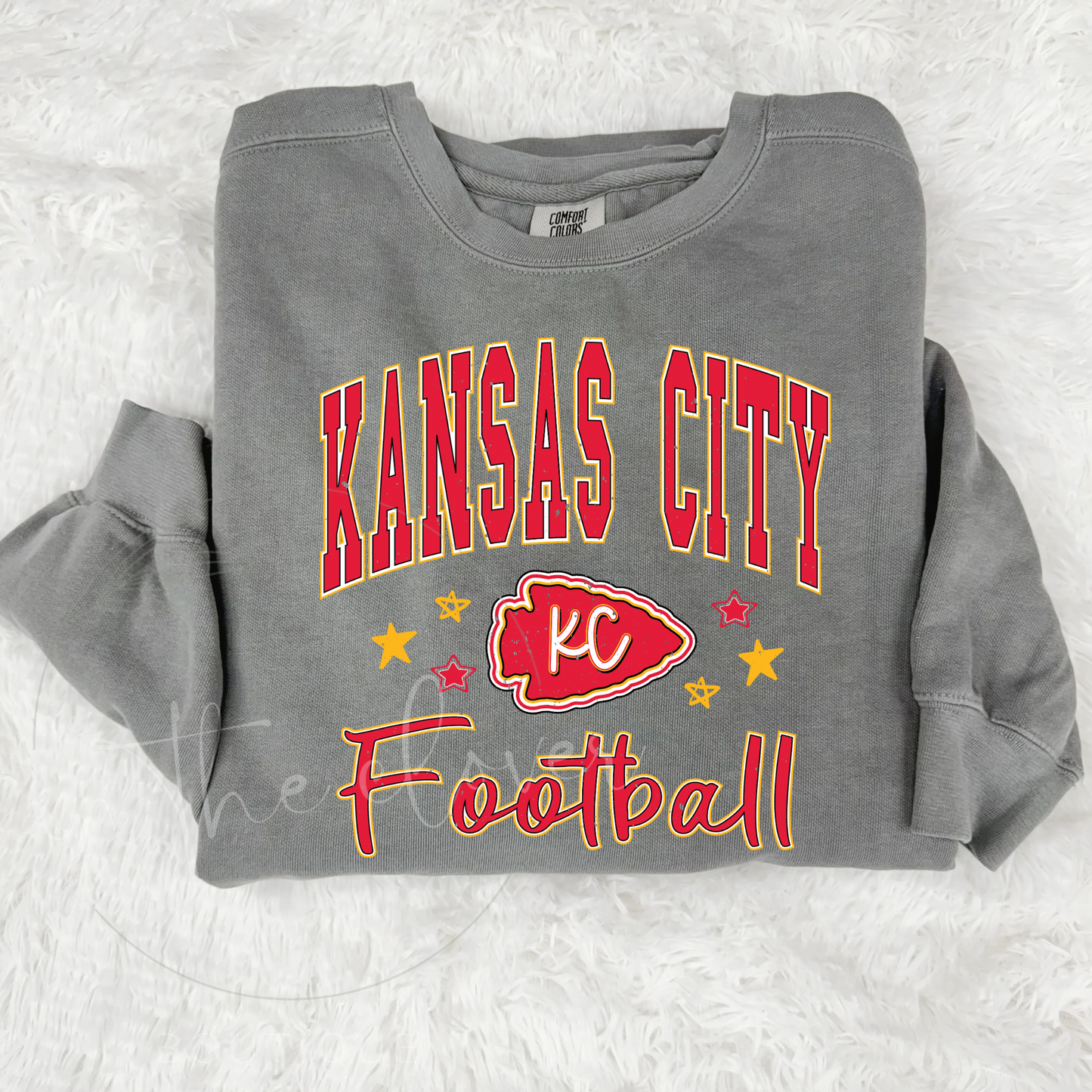 KANSAS CITY FOOTBALL DODDLE STARS - GREY CREWNECK