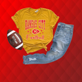 KANSAS CITY FOOTBALL WITH DOODLE STARS - MUSTARD TEE