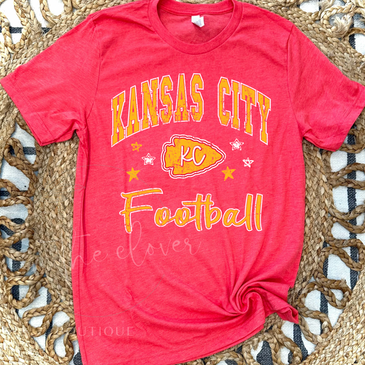 KANSAS CITY FOOTBALL WITH DODDLE STARS - HEATHER RED TEE