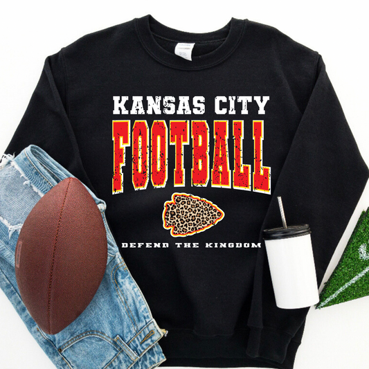 Kansas City Football Defend the Kingdom Black Crewneck