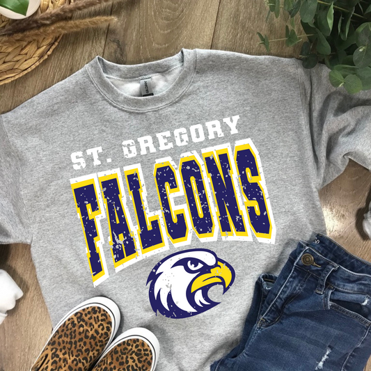 St. Gregory Falcons Distressed Crewneck
