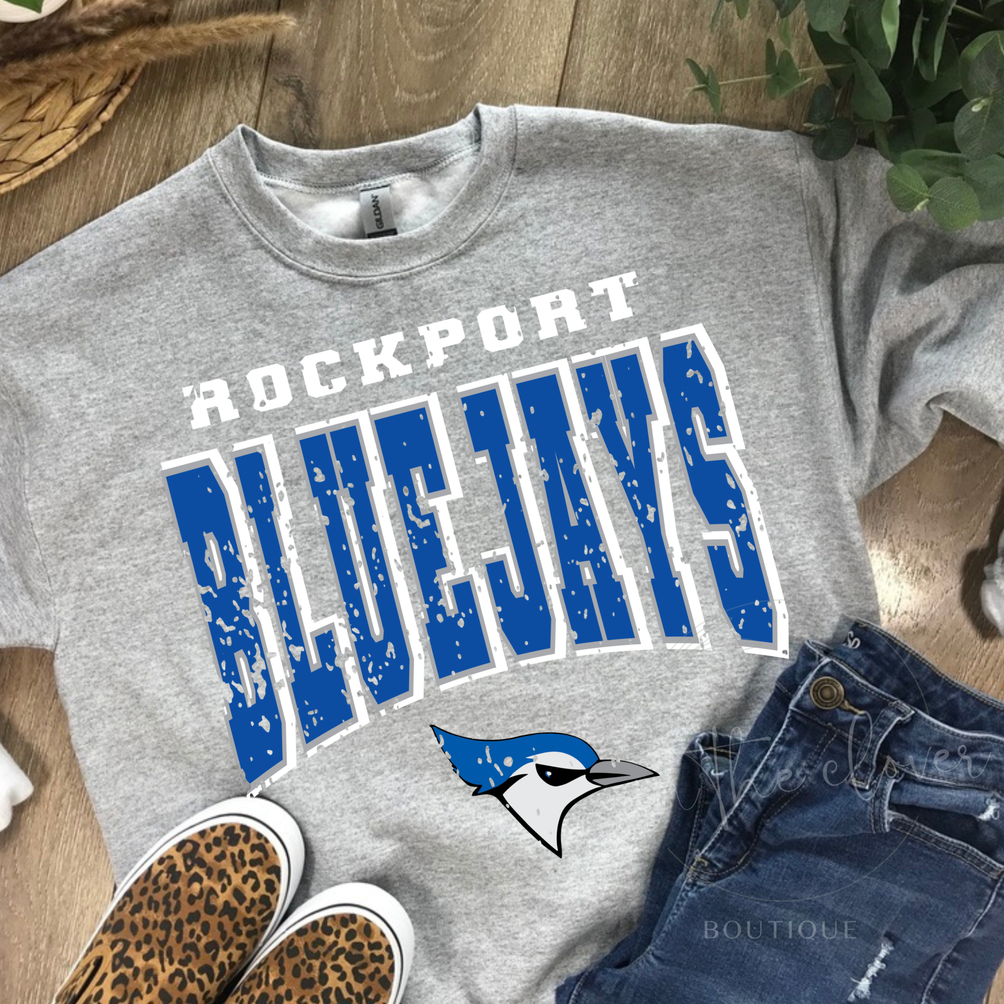 Rockport Bluejays Distressed Crewneck