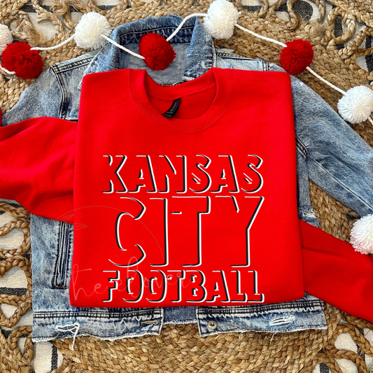 LAYERED KANSAS CITY FOOTBALL - RED CREWNECK