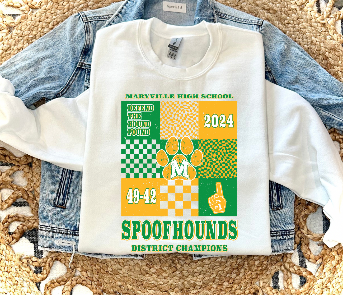 CHECKERED SPOOFHOUND DISTRICT CHAMPIONS - WHITE CREWNECK