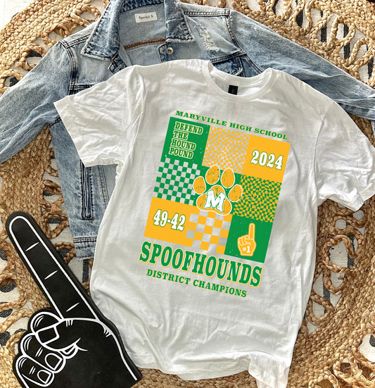 CHECKERED SPOOFHOUND DISTRICT CHAMPIONS - WHITE TEE