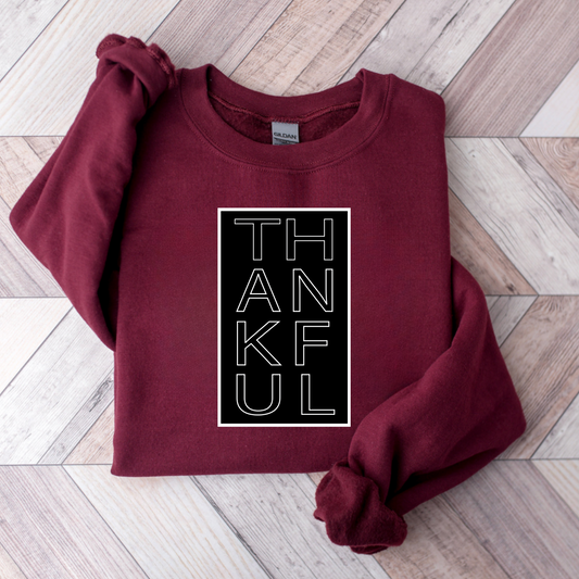 BLOCK THANKFUL - MAROON CREWNECK