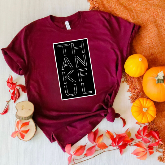 BLOCK THANKFUL - HEATHER MAROON TEE