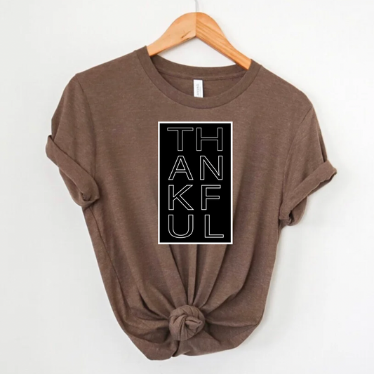 BLOCK THANKFUL - HEATHER BROWN TEE