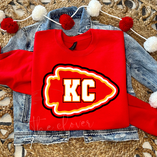 LAYERED KC ARROWHEAD - RED CREWNECK