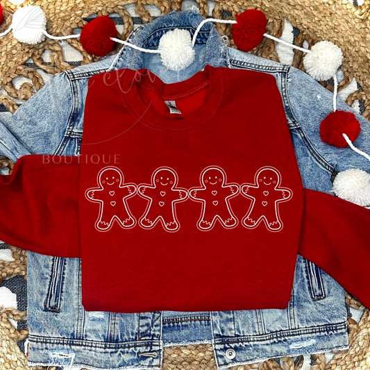 DANCING GINGERBREAD - DARK RED CREWNECK