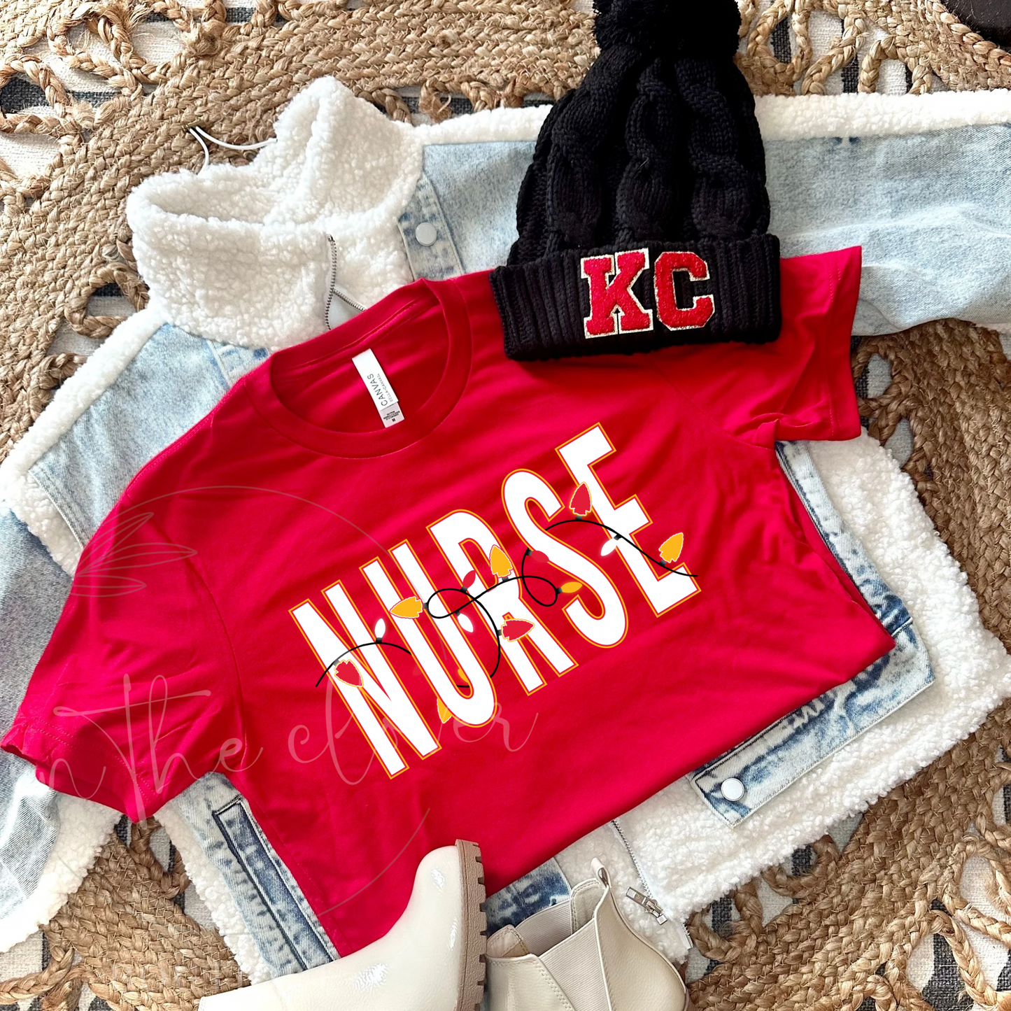 NURSE CHIEFS CHRISTMAS LIGHTS - RED TEE