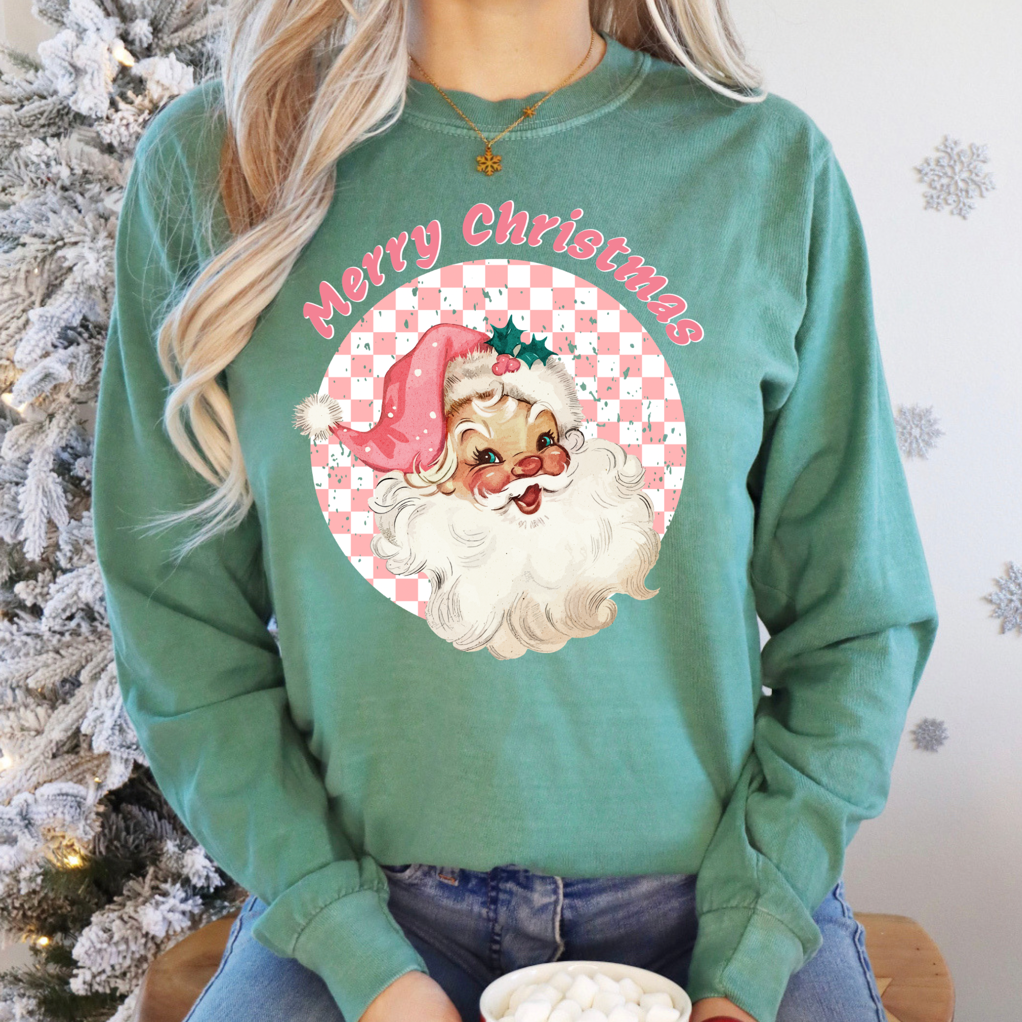 Merry Christmas Blue Spruce Long Sleeve Tee