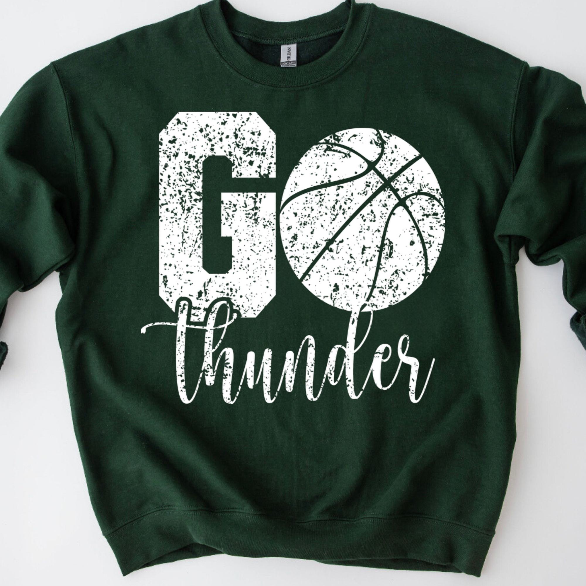 Go Thunder Basketball Distressed Crewneck