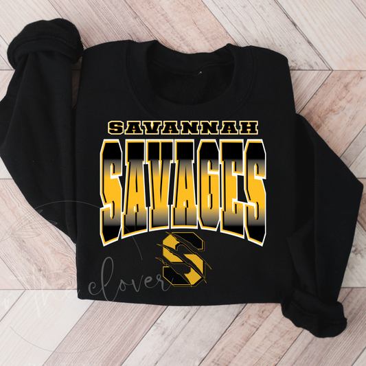 Savannah Savages Ombre Black Crewneck