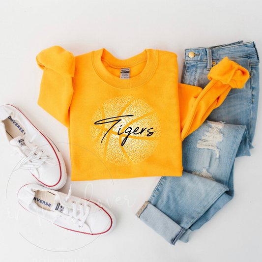 Dotted Tigers Basketball Gold Crewneck