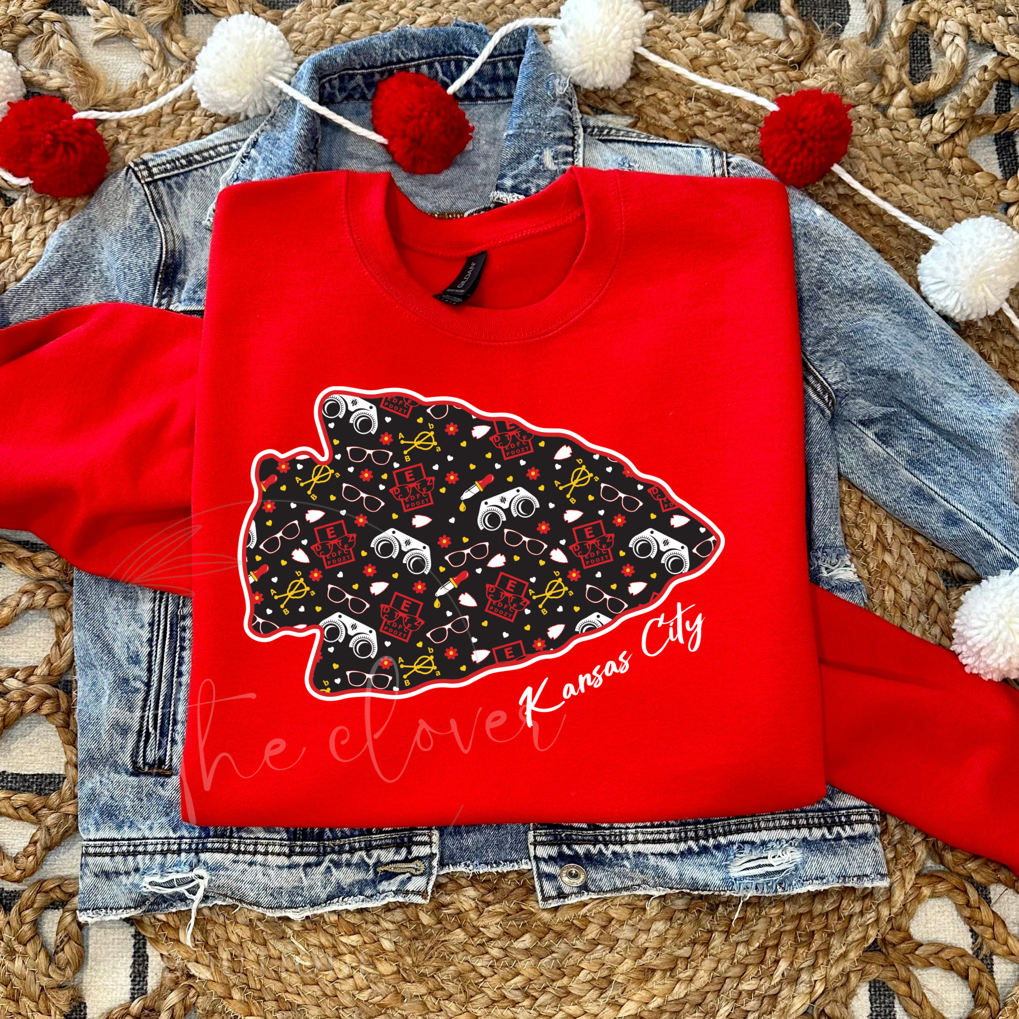 OPTOMETRY THEMED ARROWHEAD- RED CREWNECK