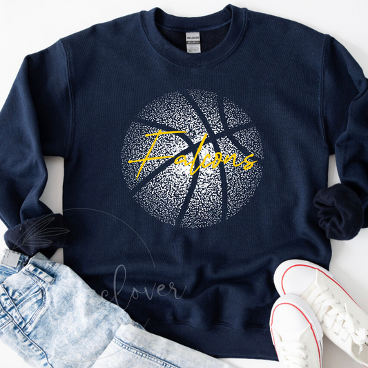 Dotted Falcons Basketball Navy Crewneck