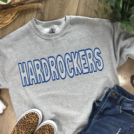 Dotted Hardrockers Faux Embroidery Crewneck