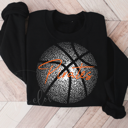 Dotted Pirates Basketball Black Crewneck