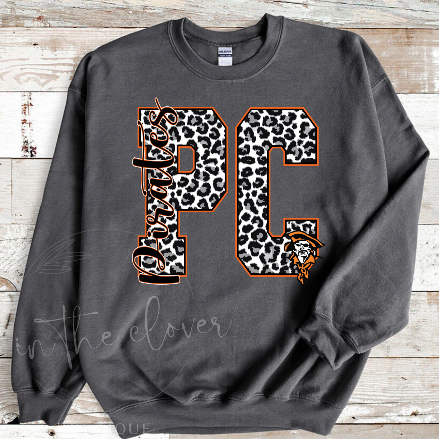 Leopard Pirates Mascot Charcoal Crewneck